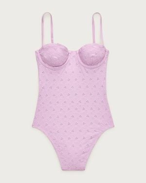 J.Crew Balconette Eyelet Underwire One-Piece - Pink