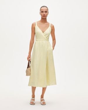 J.Crew Linen Faux-Wrap Scallop-Trim Dress - Natural