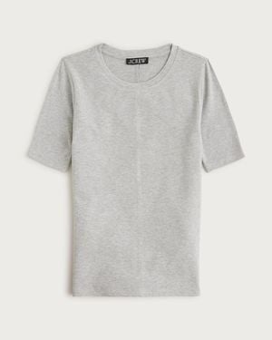J.Crew Refined Rib Elbow-Sleeve T-Shirt - Gray
