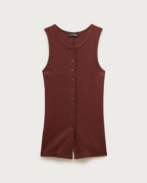 J.Crew Perfect Rib Button-Up Shell Top - Red