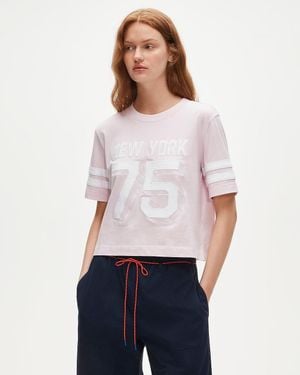 J.Crew Vintage Jersey Relaxed Cropped T-Shirt With Appliquã - White