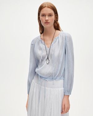 J.Crew Drawstring-Waist Top - Blue