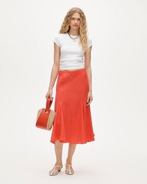 J.Crew Gwyneth Flounce-Hem Slip Skirt - Red