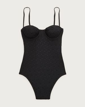 J.Crew Balconette Eyelet Underwire One-Piece - Black