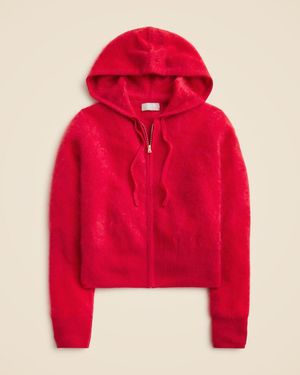 J.Crew Brushed Cashmere Zip-Up Sweatshirt - Red