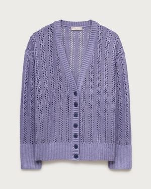 J.Crew Pointelle V-Neck Cardigan - Purple