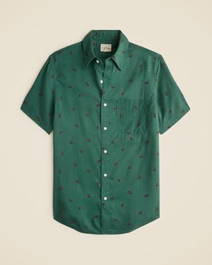 J.Crew Short-Sleeve Tencel Lyocell Shirt With Point Collar - Green