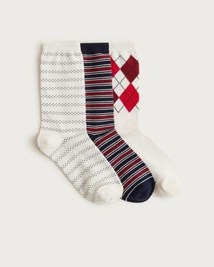 J.Crew Patterned Trouser Socks Three-Pack - White