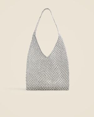 J.Crew Handwoven Metallic Shoulder Tote With Lurex Metallic Threads - Natural