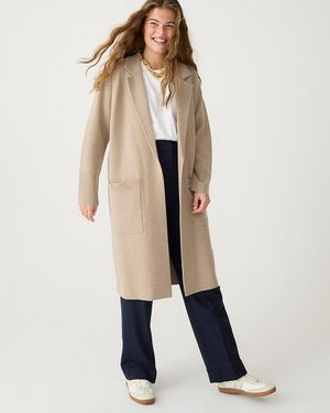 J.Crew Ella Open-Front Long Sweater-Blazer - Natural