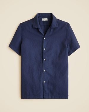 J.Crew Short-Sleeve Textured Cotton Camp-Collar Shirt - Blue