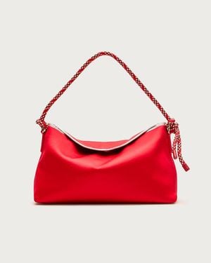 J.Crew Berkeley Small Satin Shoulder Bag With Rope Strap - Red