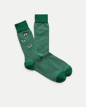 J.Crew Dog-Stripe Critter Socks - Green