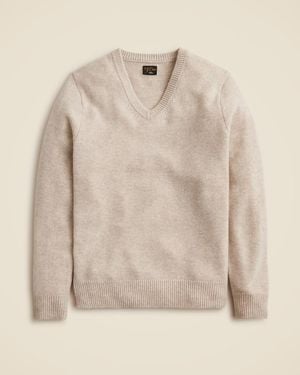 J.Crew Relaxed Midweight Cashmere V-Neck Sweater - Natural