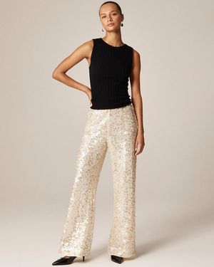 J.Crew Petite Collection Cosmo Pant With Sequins - Natural