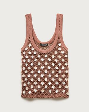 J.Crew Crochet Shell-Embroidered Tank Top - Brown