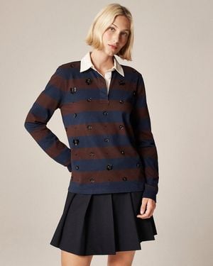 J.Crew New Premium-Weight Classic Rugby Shirt With Embellishments - Blue
