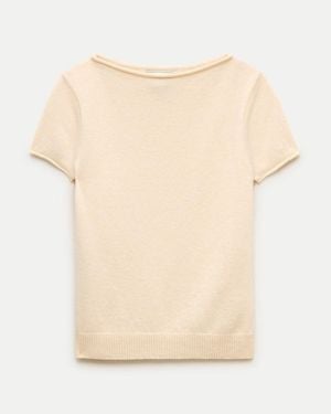 J.Crew Rolled Cashmere Boatneck Sweater-Tee - Natural