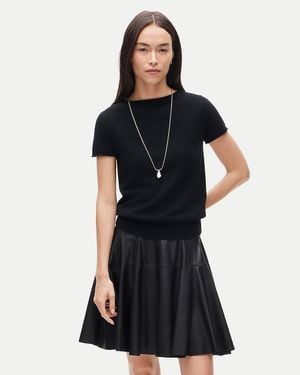 J.Crew Rolled Cashmere Boatneck Sweater-Tee - Black