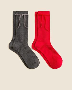 J.Crew Bow Trouser Socks Two-Pack - Red