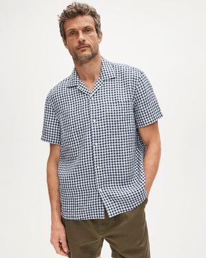 J.Crew Short-Sleeve Linen Camp-Collar Shirt - Blue