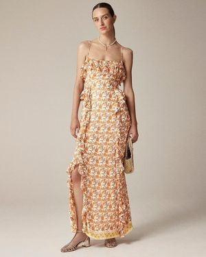 J.Crew Collection Cascading Ruffle Dress - Natural