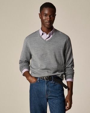 J.Crew Merino Wool V-Neck Sweater - Gray