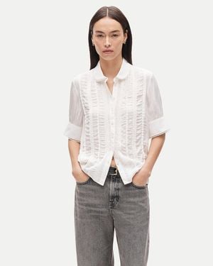 J.Crew Lace-Trim Button-Up Top - White