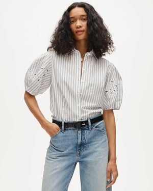 J.Crew Eyelet Puff-Sleeve Shirt - Gray