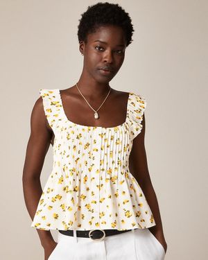 J.Crew Pintuck Peplum Top - Natural