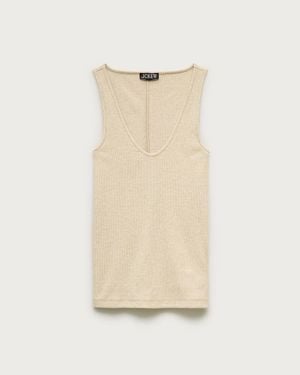 J.Crew Perfect Rib V-Neck Tank Top - Natural