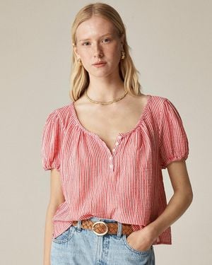 J.Crew Puff-Sleeve Henley - Pink
