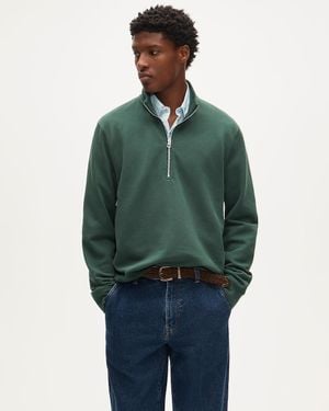 J.Crew Washed Court Terry Quarter-Zip Pullover - Green