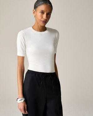 J.Crew Refined Rib Elbow-Sleeve T-Shirt - White