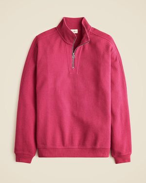 J.Crew Brushed Waffle-Knit Half-Zip Pullover - Pink