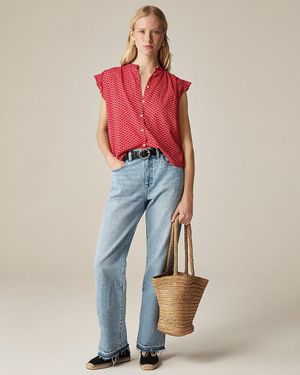 J.Crew Flutter-Sleeve Button-Up Shirt - Multicolor