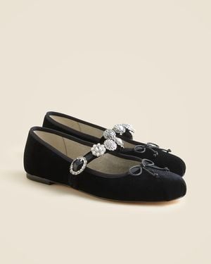 J.Crew Logan Embellished Mary Jane Ballet Flats - Black
