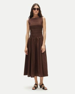 J.Crew Lina Smocked Midi Dress - Brown
