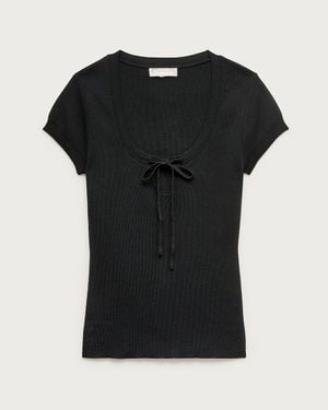 J.Crew Tie-Front Short-Sleeve Sweater - Black