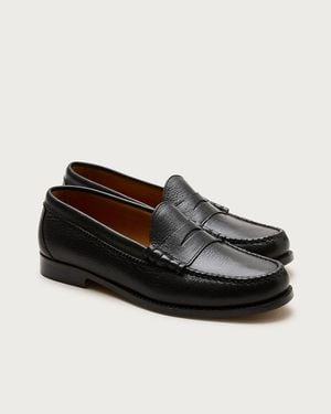 J.Crew Camden Tumbled Leather Loafers With Leather Soles - Black