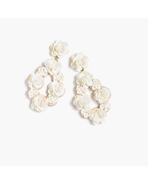 J.Crew Leather Embroidered Sequin Earrings - White