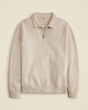 J.Crew Lightweight French Terry Half-Zip Sweatshirt - Natural