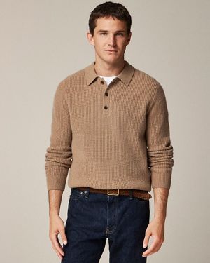 J.Crew Midweight Cashmere Ribbed Sweater-Polo - Natural