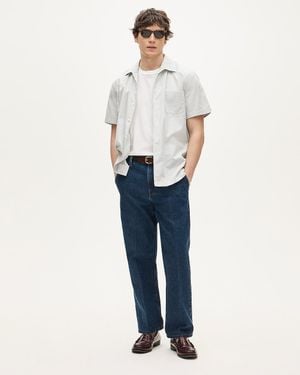 J.Crew Short-Sleeve Cotton Poplin Camp-Collar Shirt - Blue
