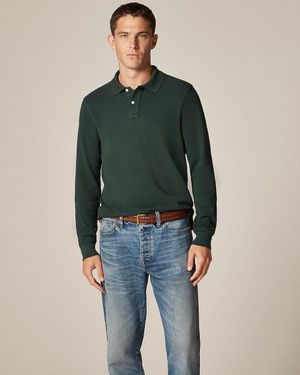 J.Crew Long-Sleeve Washed Piqué Polo Shirt - Green