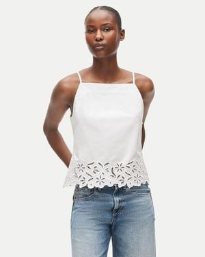 J.Crew Embroidered High-Neck Top - White