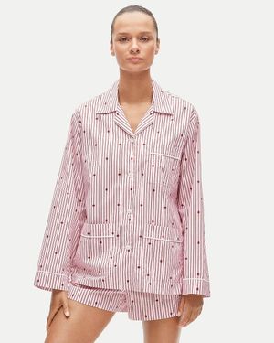 J.Crew Ladybug Embroidered Pajama Short Set - Pink
