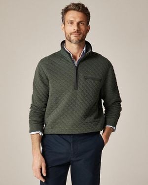 J.Crew Quilted Quarter-Zip Pullover - Green