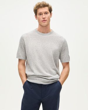J.Crew Short-Sleeve Cashmere-Linen Blend Sweater - Gray