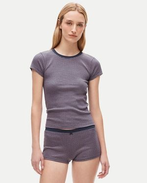 J.Crew Cotton Rib Pajama Short Set - Purple